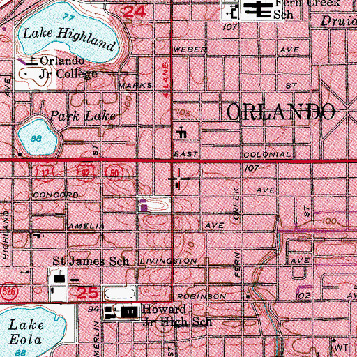 Topographic Map of Colonialtown Post Office, FL