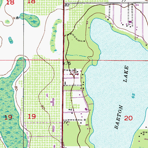 Topographic Map of Barton Lake Mobile Home Park, FL