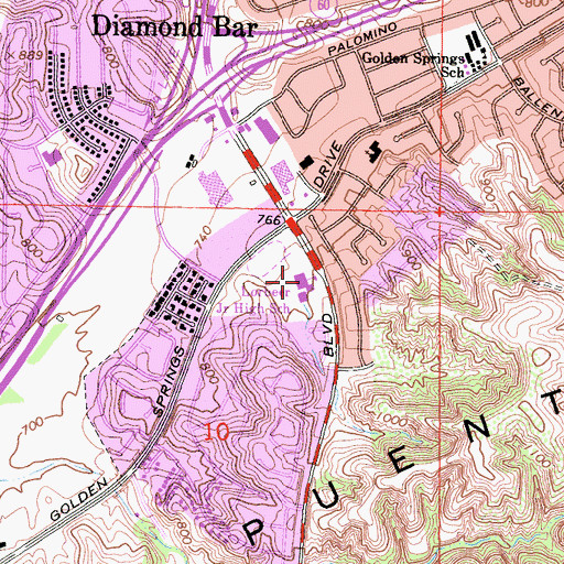 Topographic Map of Lorbeer Middle School, CA