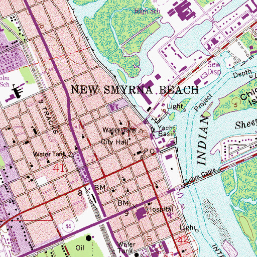 Topographic Map of First Baptist Church of New Smyrna Beach, FL