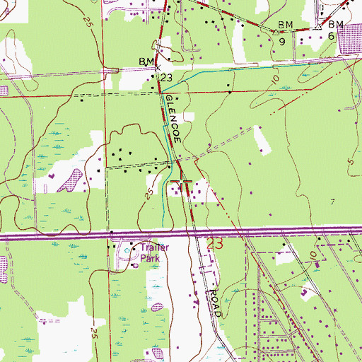Topographic Map of Glencoe Baptist Church, FL