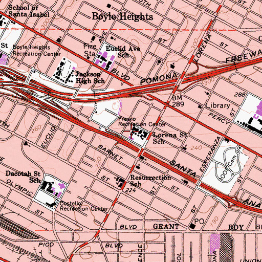 Topographic Map of Lorena Elementary School, CA