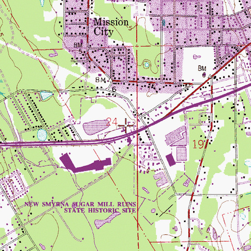 Topographic Map of New Smyrna Beach Christian Church, FL