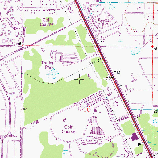 Topographic Map of Palm Cove Golf Club, FL