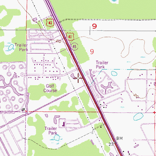 Topographic Map of Palm Harbor Golf Course, FL