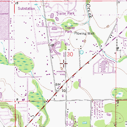 Topographic Map of Poinciana Estates, FL