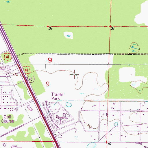 Topographic Map of Tara Woods Mobile Home Park, FL