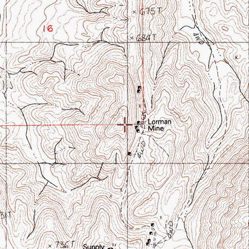 Topographic Map of Lorman Mine, CA