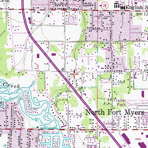 Topographic Map of Evergreen Trailer Park, FL