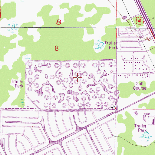 Topographic Map of Lake Fairways Country Club Mobile Home Park, FL