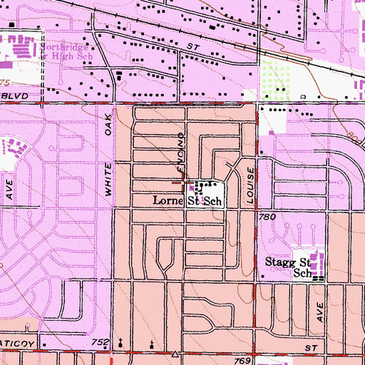 Topographic Map of Lorne Elementary School, CA