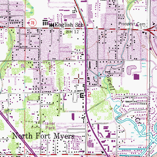 Topographic Map of Mere's Mobile Home Park, FL