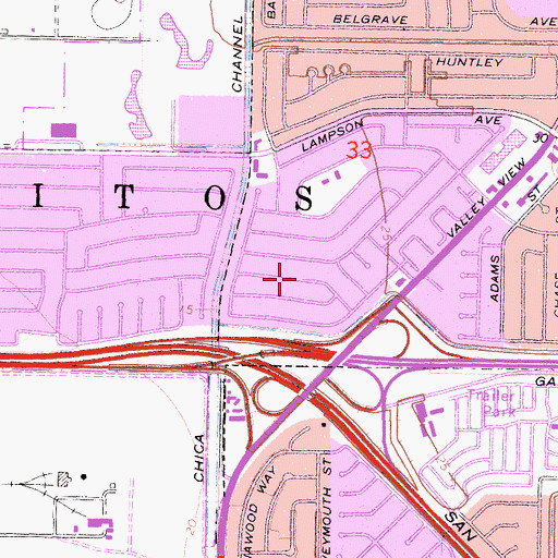 Topographic Map of Los Alamitos, CA