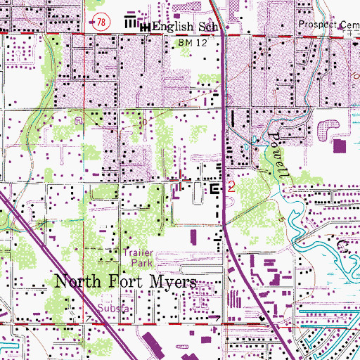 Topographic Map of North Fort Myers First Baptist Church, FL