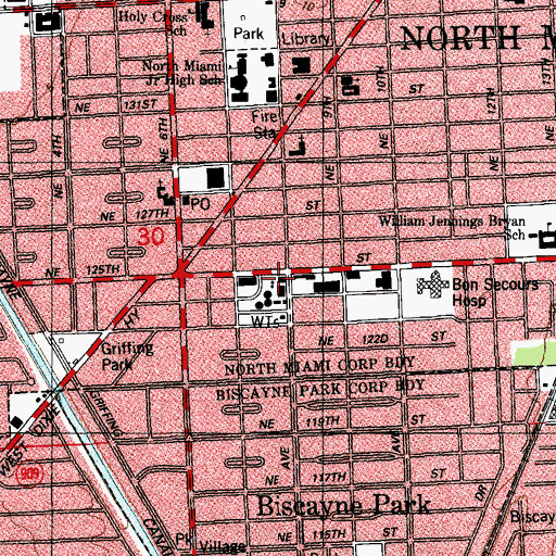 Topographic Map of City of North Miami Museum of Contemporary Art, FL