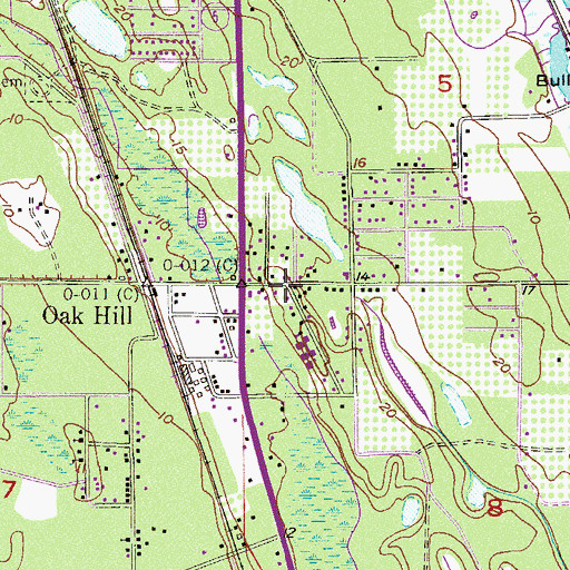 Topographic Map of Volusia County Public Library System Oak Hill Public Library, FL