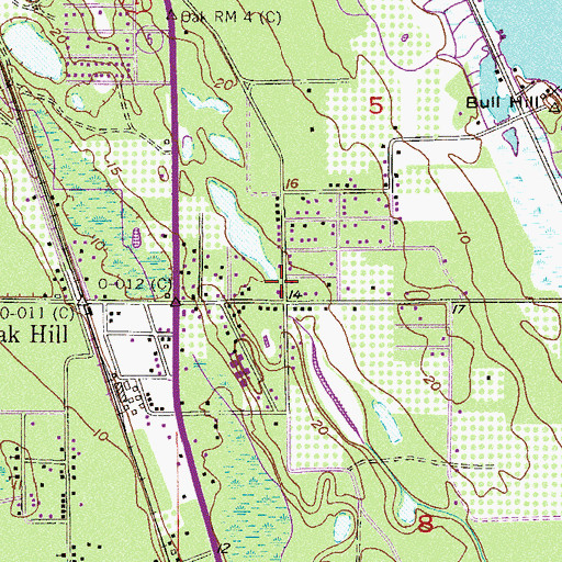 Topographic Map of First Baptist Church, FL
