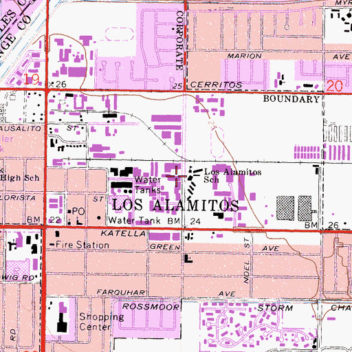 Topographic Map of Los Alamitos Elementary School, CA