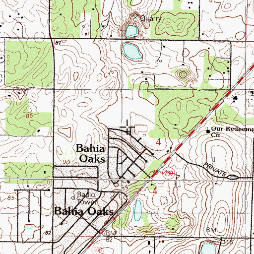 Topographic Map of Saddle Oak Club Mobile Home Park, FL