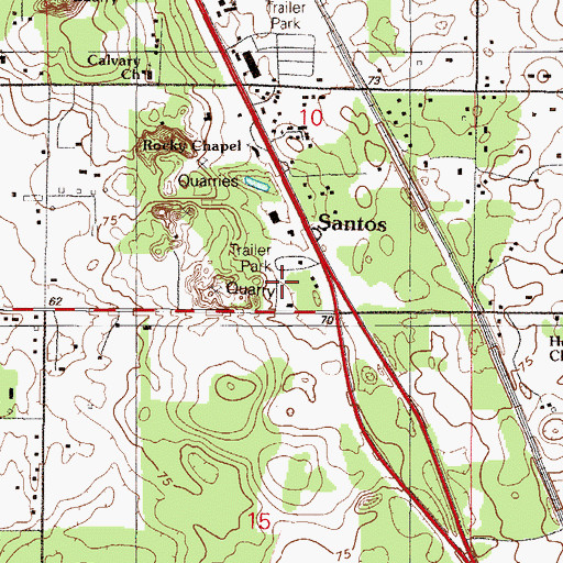 Topographic Map of Santos Mobile Home Park, FL