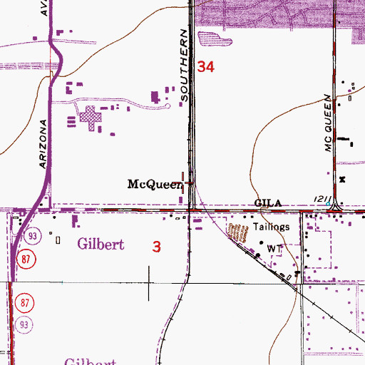 Topographic Map of McQueen, AZ