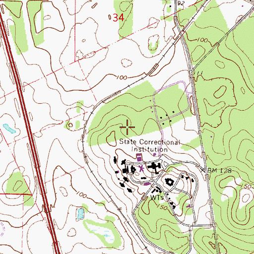 Topographic Map of Lowell Correctional Institution reception station, FL