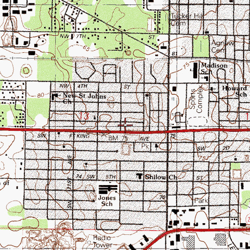 Topographic Map of Christian Pentecostal Church, FL