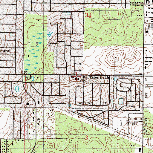 Topographic Map of Church of God Sabbath Observed, FL