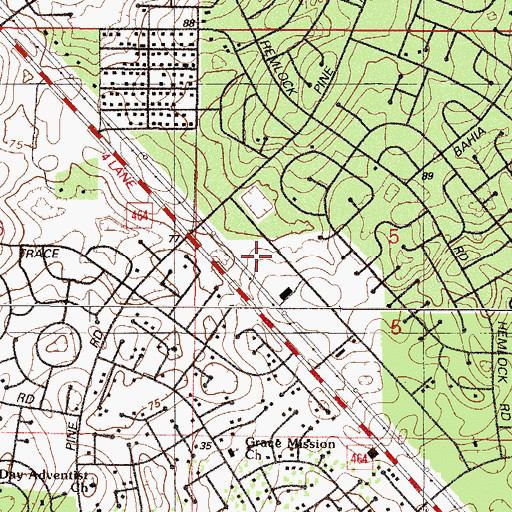 Topographic Map of Daystar Worship Center, FL