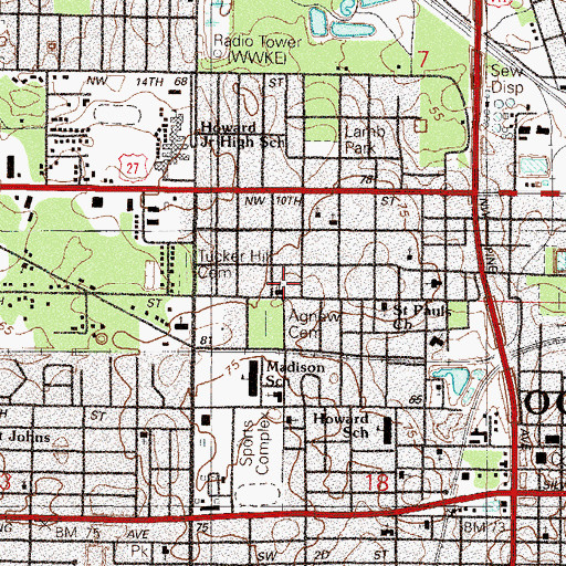 Topographic Map of Gospel Temple Church of God in Christ, FL