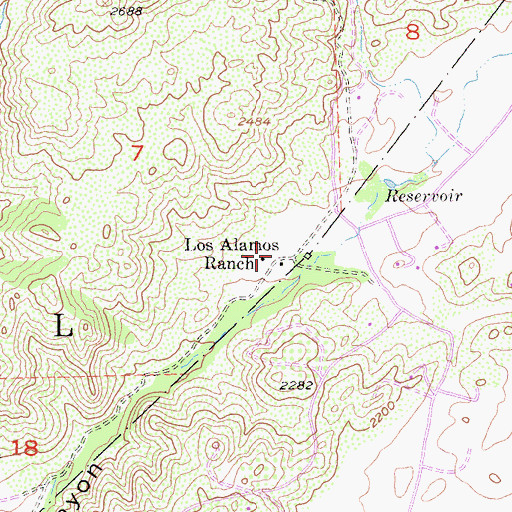 Topographic Map of Los Alamos Ranch, CA