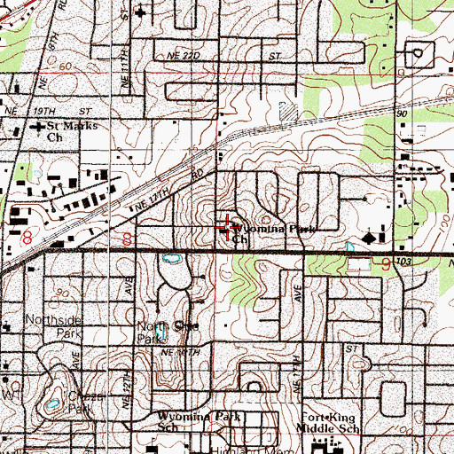 Topographic Map of New Hope Community Church, FL