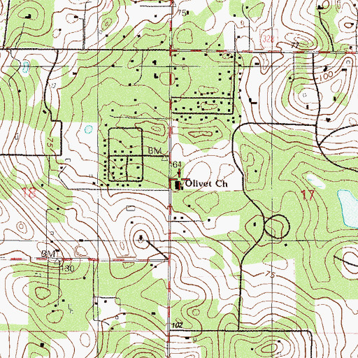 Topographic Map of Olivet Baptist Church, FL