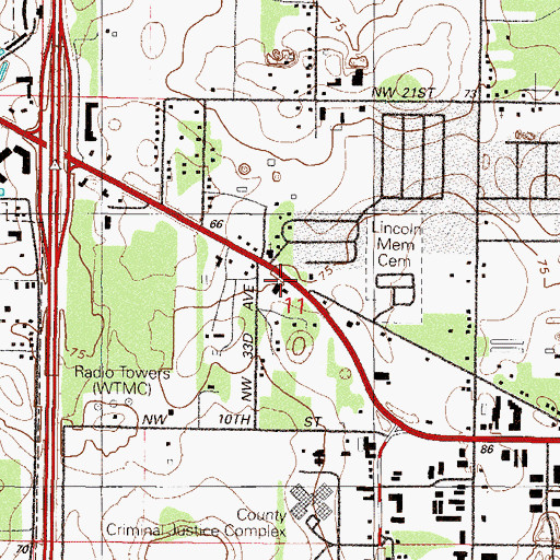 Topographic Map of Youngs Chapel African Methodist Episcopal Church, FL