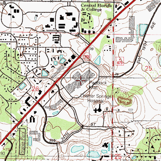 Topographic Map of Paddock Mall, FL