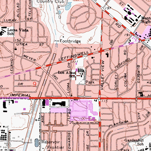 Topographic Map of Los Altos Elementary School, CA
