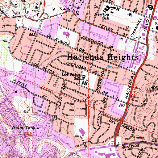 Topographic Map of Los Altos Elementary School, CA