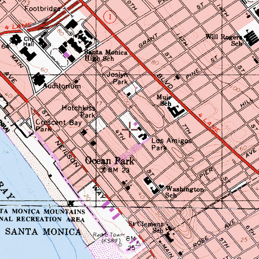 Topographic Map of Los Amigos Park, CA