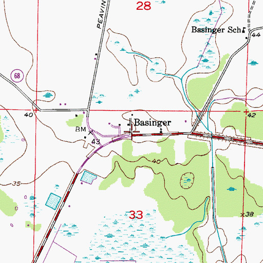 Topographic Map of First Baptist Church of Basinger, FL