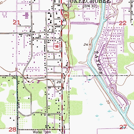 Topographic Map of Okeechobee Church of Christ, FL