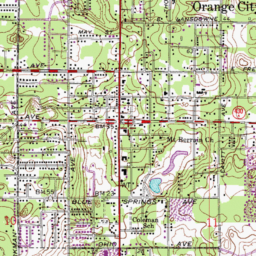 Topographic Map of Volusia County Public Library System Orange City Dickinson Memorial Library, FL