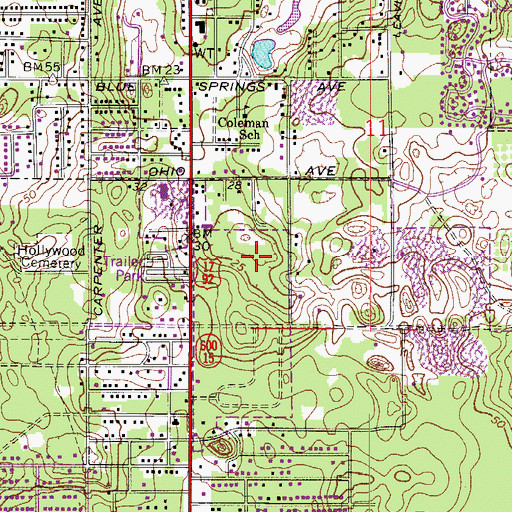 Topographic Map of Orange City Post Office, FL