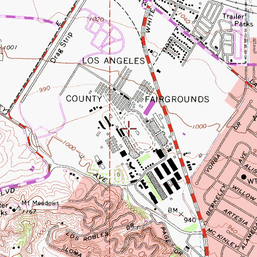 Topographic Map of Los Angeles County Fairgrounds, CA