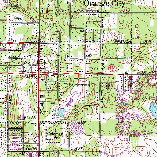 Topographic Map of Volusia County Baptist Church, FL