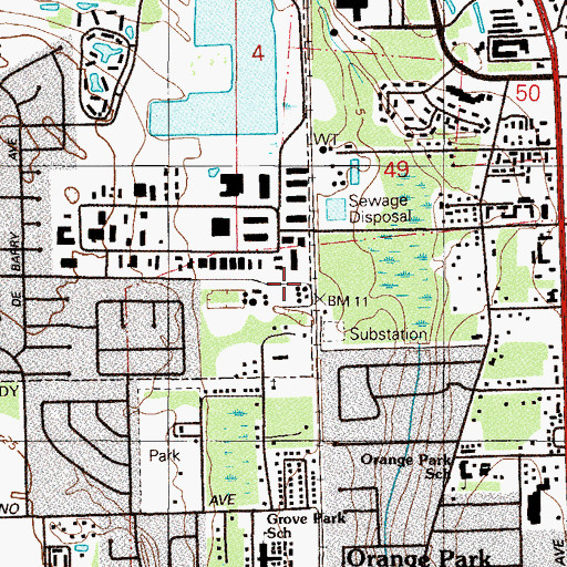 Topographic Map of Clay County Miller Street Wastewater Treatment Plant, FL