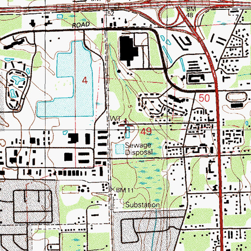 Topographic Map of Orange Park Wastewater Treatment Plant, FL