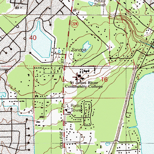 Topographic Map of Saint Johns River Community College Orange Park Campus Administration Building, FL