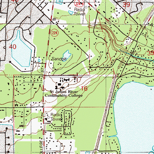 Topographic Map of Saint Johns River Community College Orange Park Campus Thrasher Horne Center for the Arts, FL