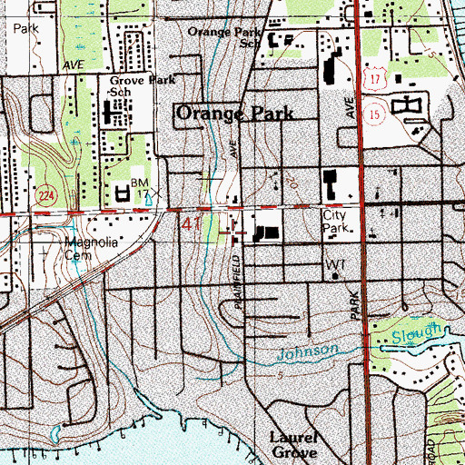 Topographic Map of Clay County Public Library System Orange Park Branch Library, FL