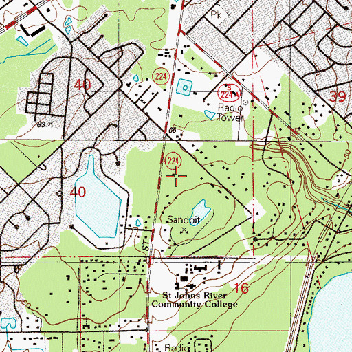 Topographic Map of Saint Johns River Community College Orange Park Campus Library, FL